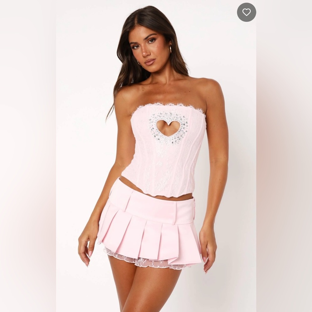 White Fox The Old Days Pleated Mini Skirt Pink